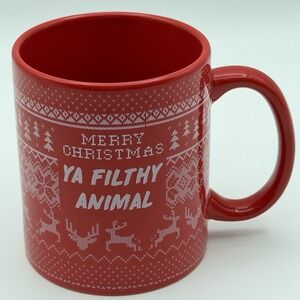 Typo Merry Christmas Ya Filthy Animal Red Stoneware Mug Holiday Coffee Cup 12oz